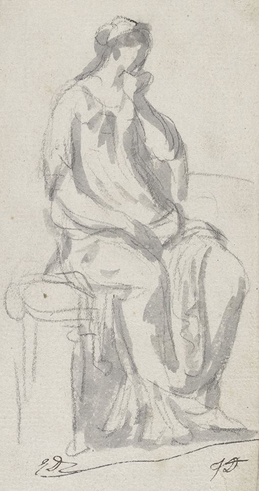 Classical Sculpture of a Pensive Woman circa 1775 art print by Jacques-Louis David for $57.95 CAD