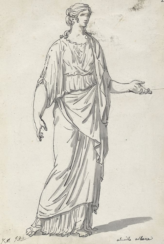 Classical Sculpture of a Woman with an Outstretched Arm circa 1775 art print by Jacques-Louis David for $57.95 CAD
