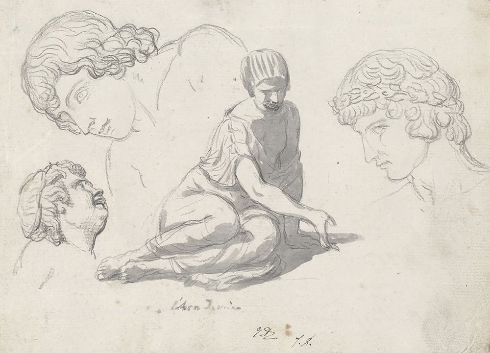 Dice Thrower and Other Studies after Ancient Sculptures circa 1775 art print by Jacques-Louis David for $57.95 CAD