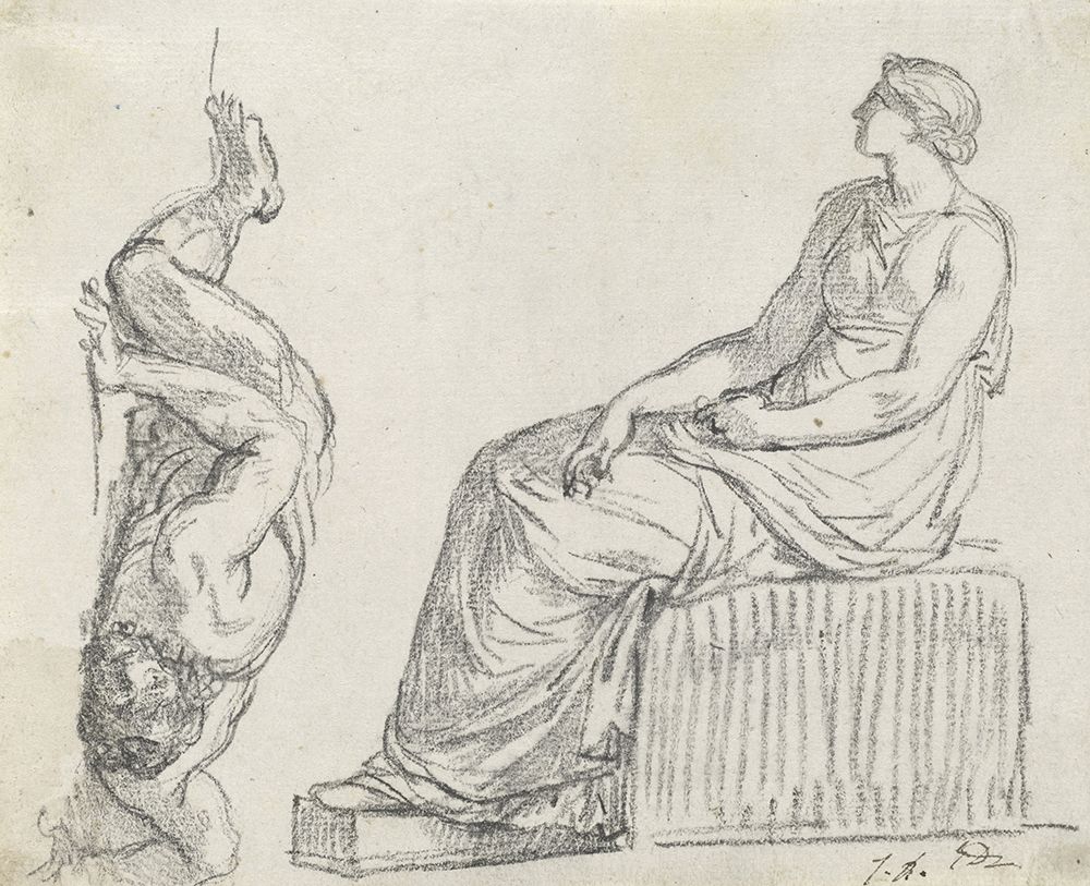 Seated Woman and Man Sprawling on the Ground circa 1775 art print by Jacques-Louis David for $57.95 CAD