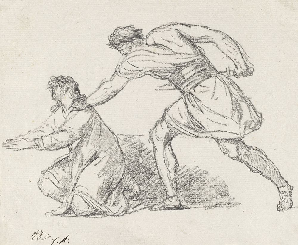 Warrior Seizing a Kneeling Figure circa 1775 art print by Jacques-Louis David for $57.95 CAD