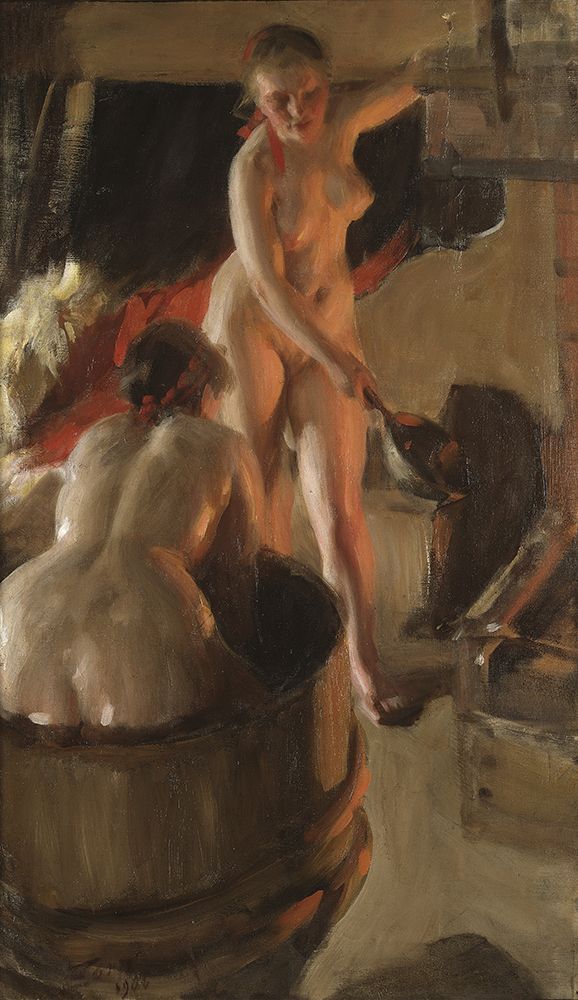 Girls from Dalarna Having a Bath 1906 art print by Anders Leonard Zorn for $57.95 CAD