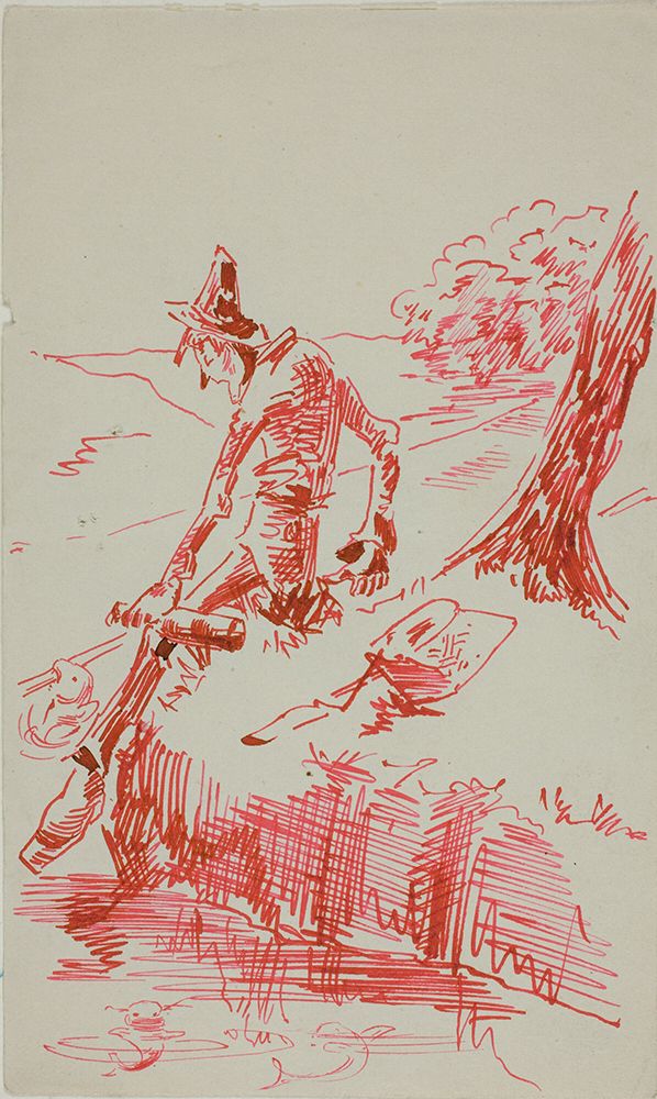 Man Fishing and Holding Bottle art print by Anders Leonard Zorn for $57.95 CAD