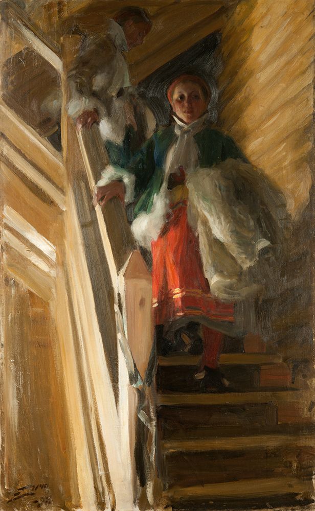On the Attic Stairs 1898 art print by Anders Leonard Zorn for $57.95 CAD