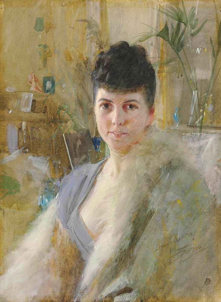Portrait of a Lady in a Drawing Room 1887 art print by Anders Leonard Zorn for $57.95 CAD