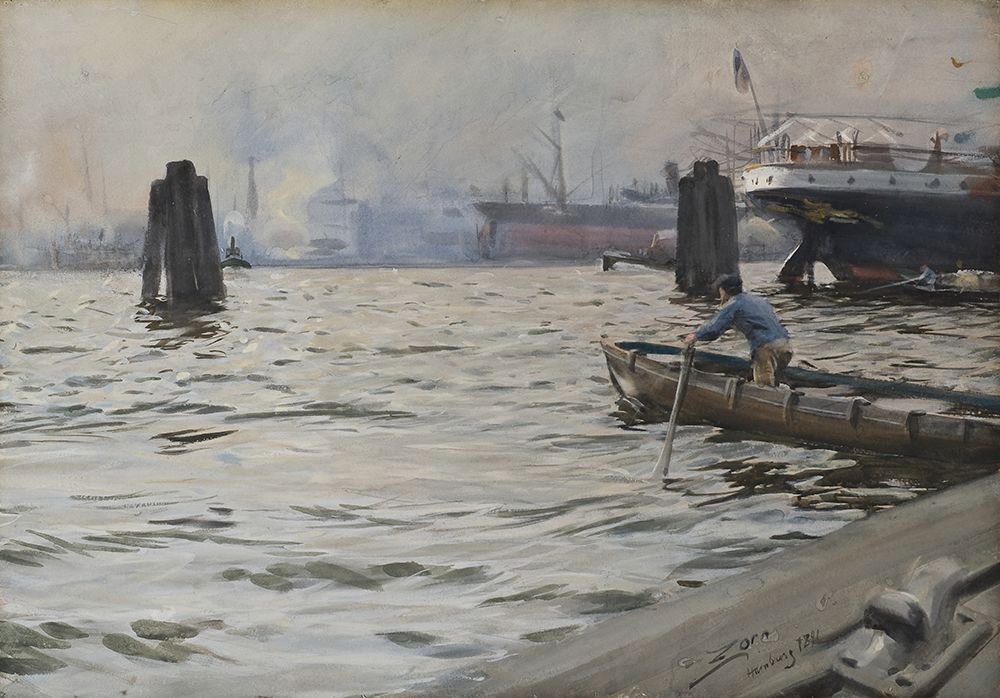 The Port of Hamburg 1891 art print by Anders Leonard Zorn for $57.95 CAD