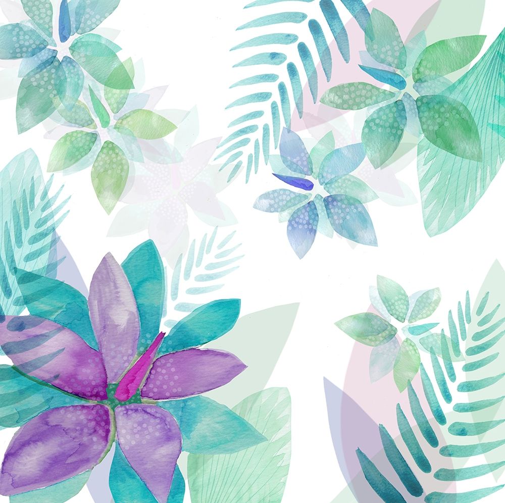 Aqua Violet Flowers art print by Flora Kouta for $57.95 CAD