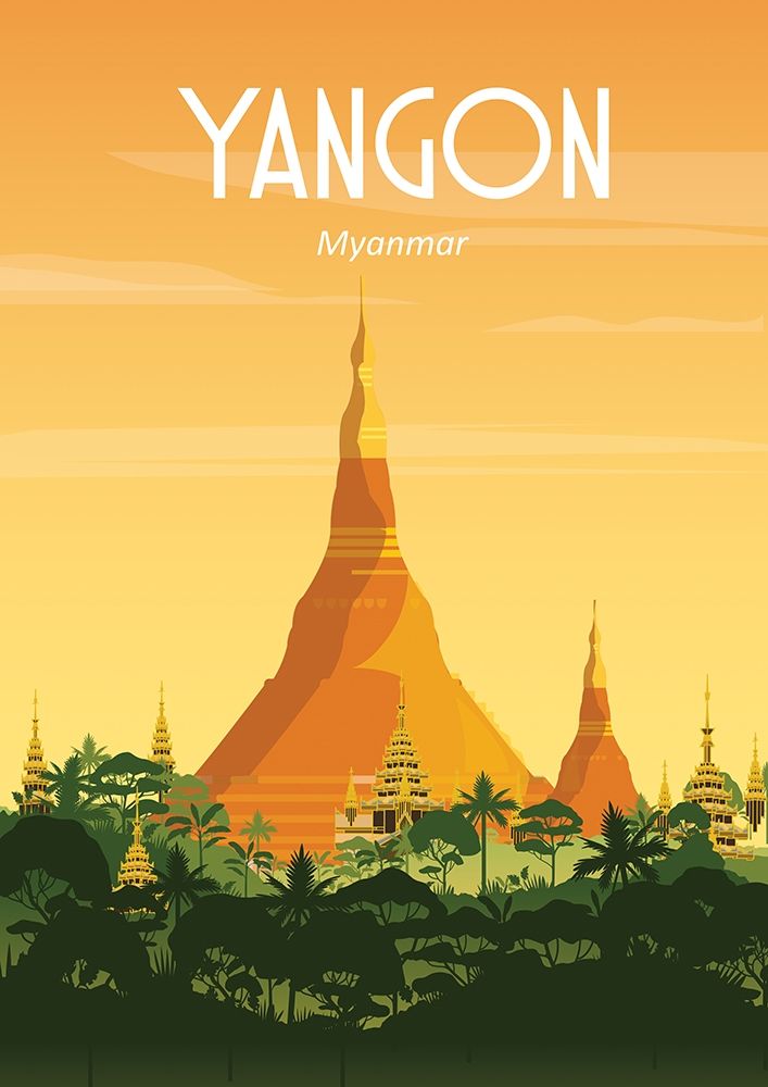 Yangon myanmar travel poster art print by ARCTIC FRAME for $57.95 CAD