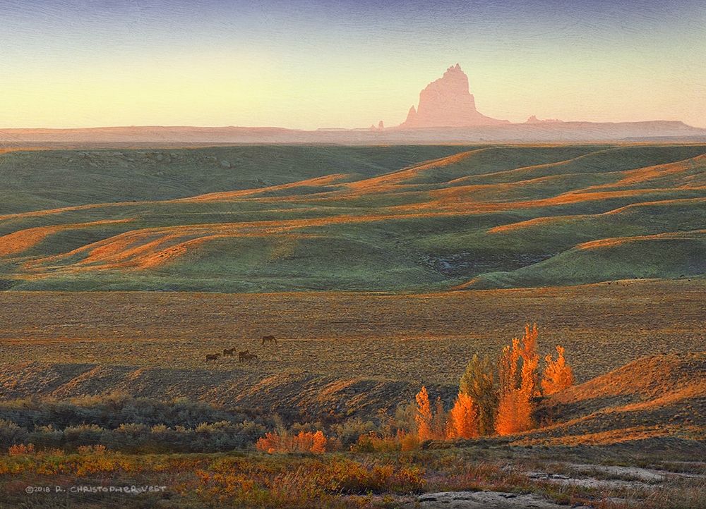 Rolling Hills Shiprock Dawn art print by Christopher Vest for $57.95 CAD
