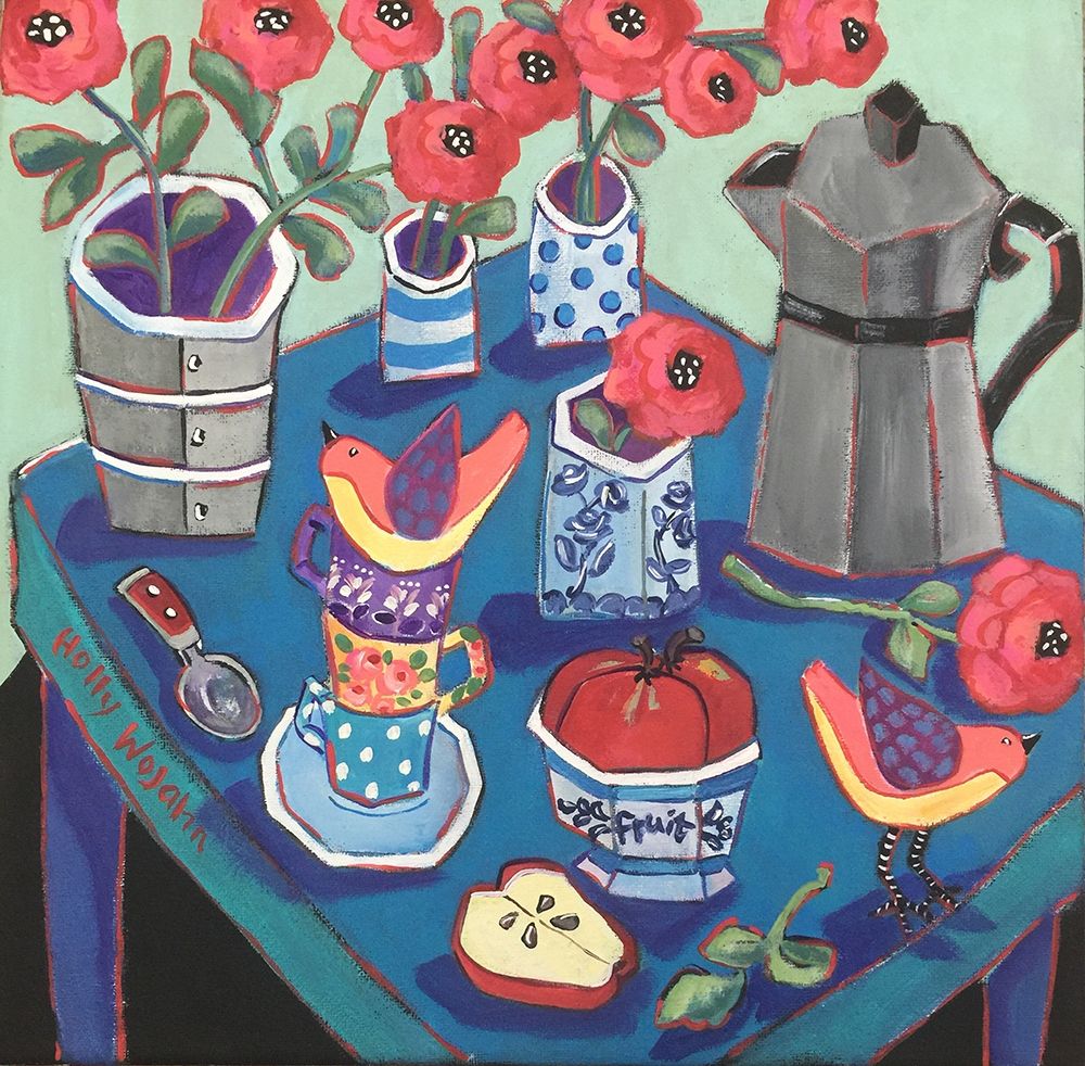 A Happy Blue Table art print by Holly Wojahn for $57.95 CAD