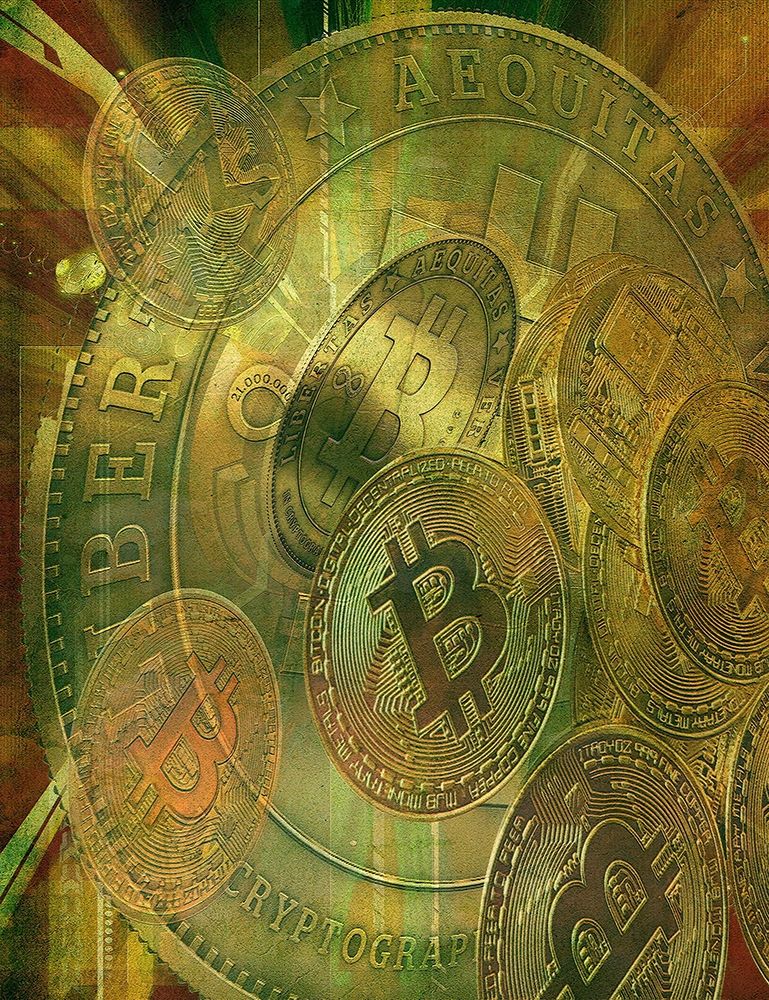 Grunge Bitcoin VI art print by Steve Hunziker for $57.95 CAD