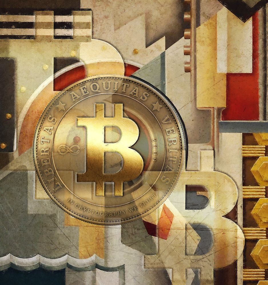 Bitcoin Deco VI art print by Steve Hunziker for $57.95 CAD