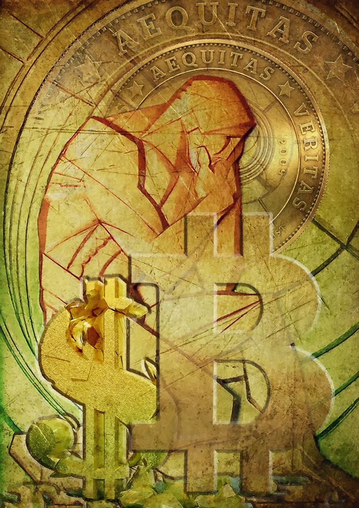 Bitcoin Deco VIII art print by Steve Hunziker for $57.95 CAD