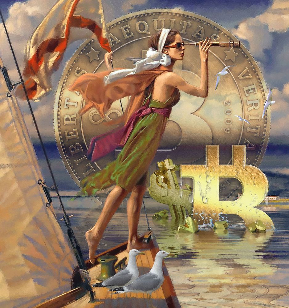 Bitcoin Deco X art print by Steve Hunziker for $57.95 CAD