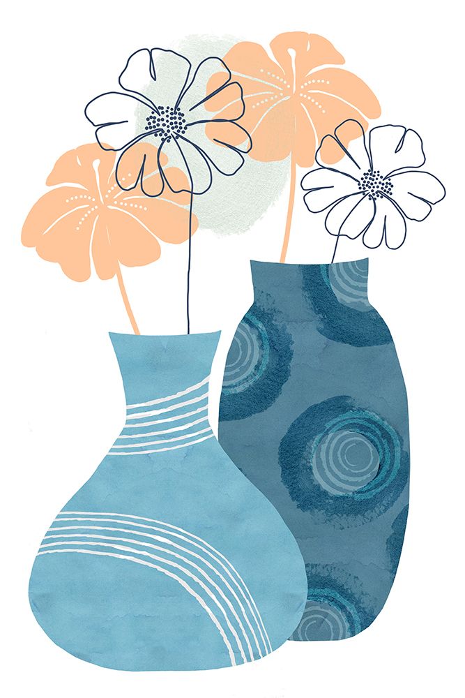 Blue Decorative Pots I art print by Flora Kouta for $57.95 CAD