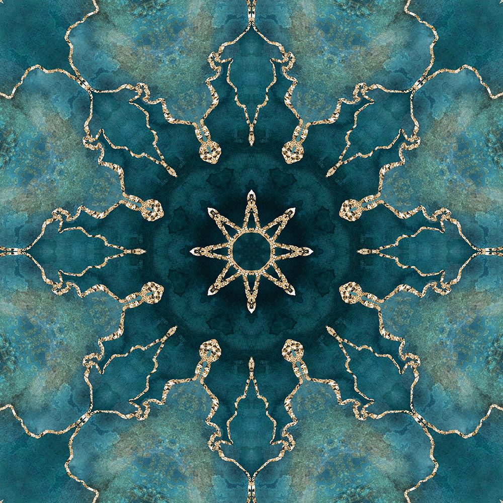 Gold Teal Tile I art print by Andrea Haase for $57.95 CAD