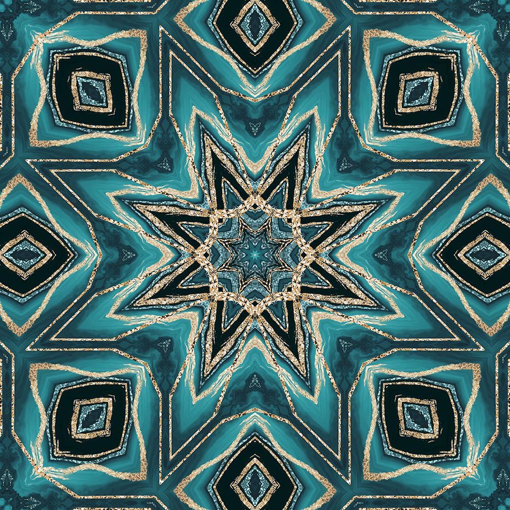 Gold Teal Tile IV art print by Andrea Haase for $57.95 CAD
