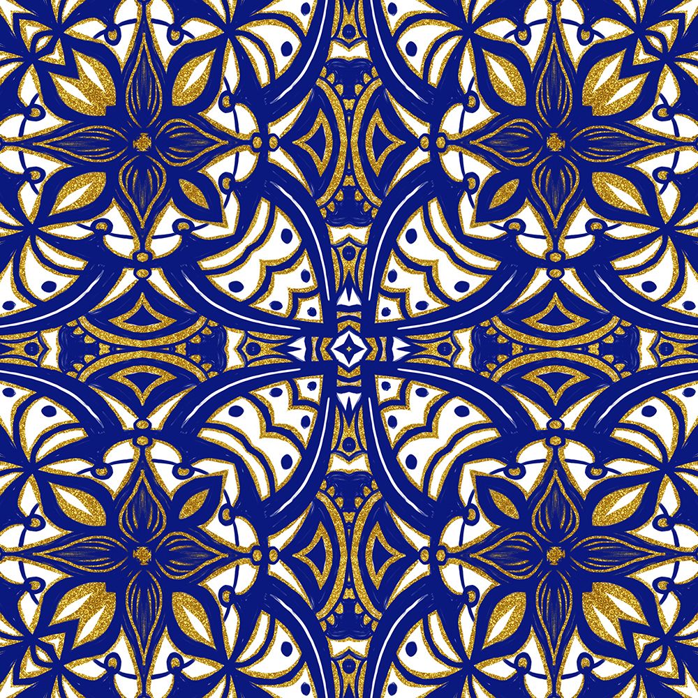 Gold Blue Vintage Tile I art print by Andrea Haase for $57.95 CAD