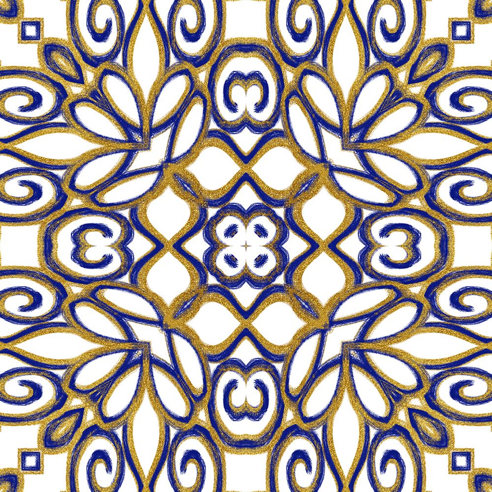 Gold Blue Vintage Tile II art print by Andrea Haase for $57.95 CAD