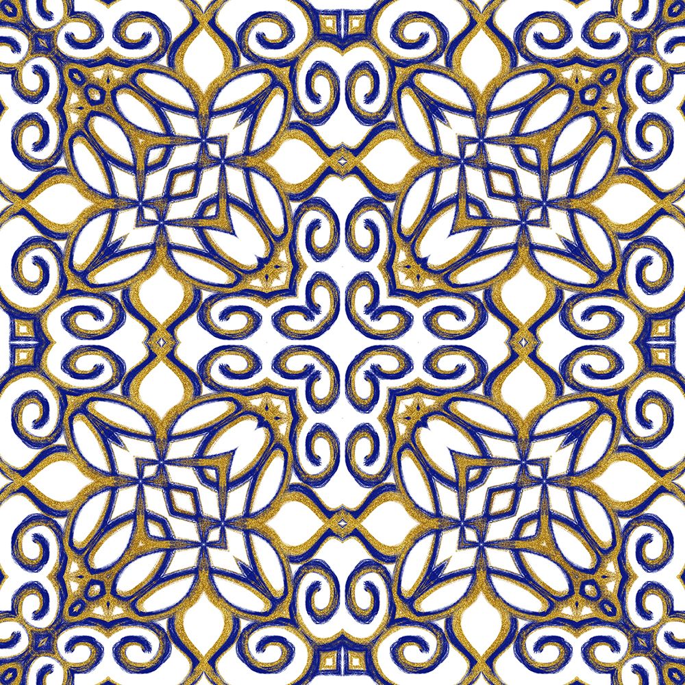Gold Blue Vintage Tile III art print by Andrea Haase for $57.95 CAD