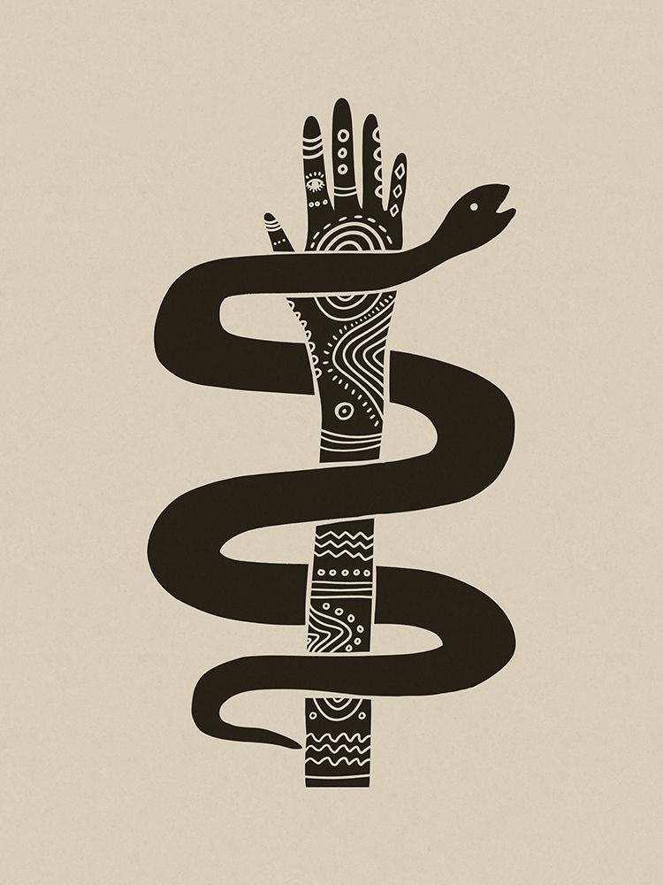 Hand Snake Tribal Block Print art print by Andrea Haase for $57.95 CAD