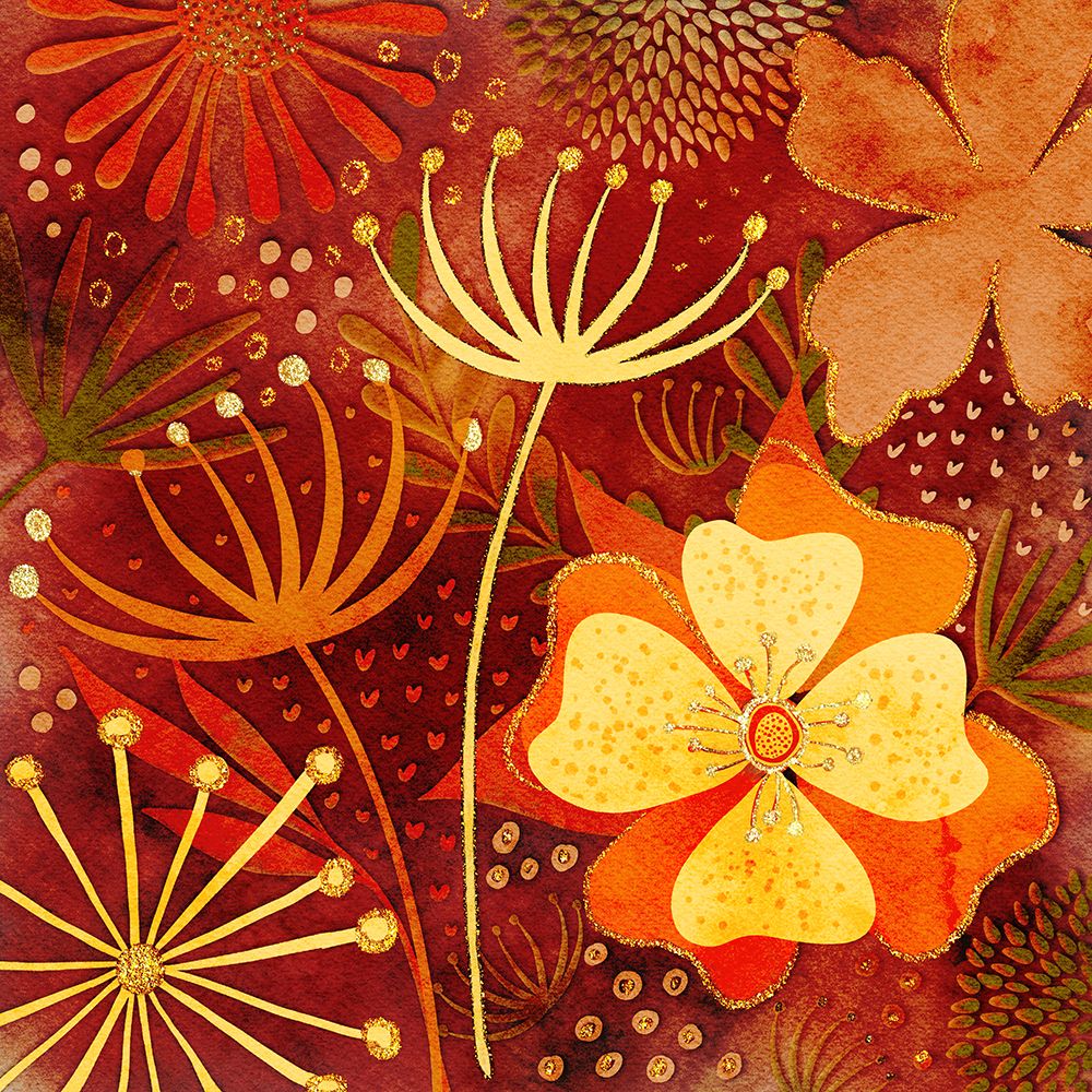 Golden Autumn Flowers art print by Andrea Haase for $57.95 CAD