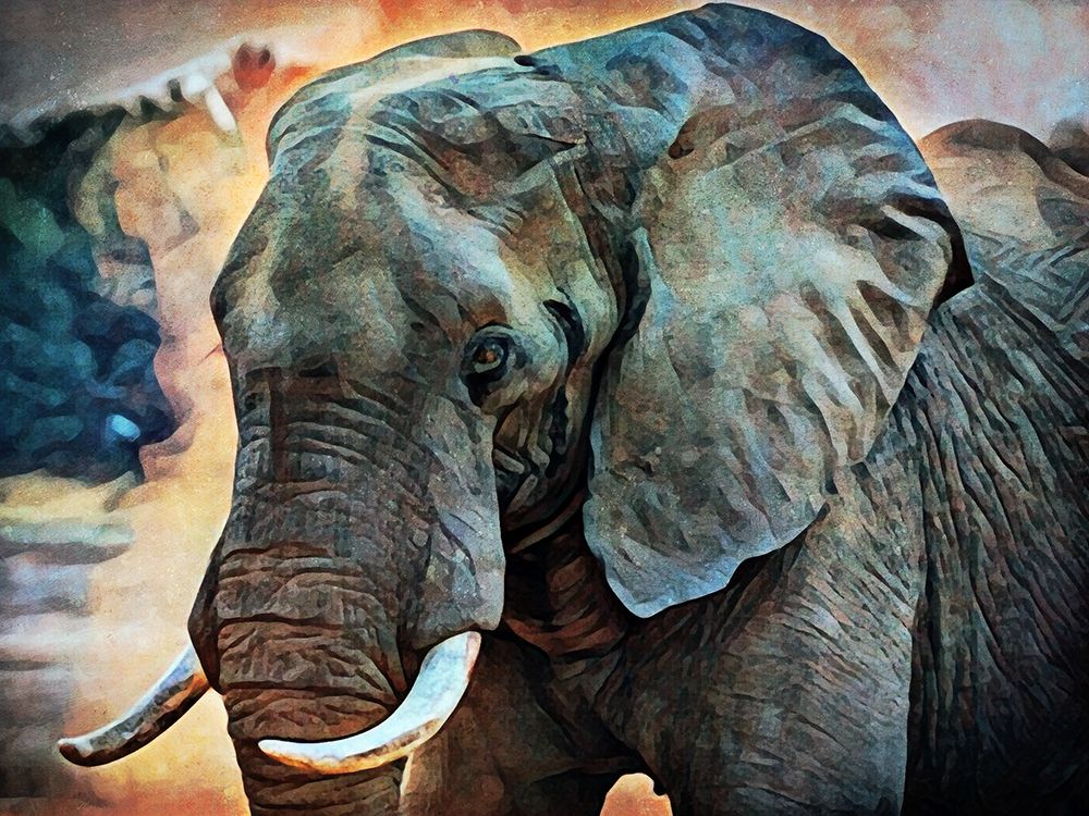 African Elephant Kicking Up Dirt art print by Ashley Aldridge for $57.95 CAD