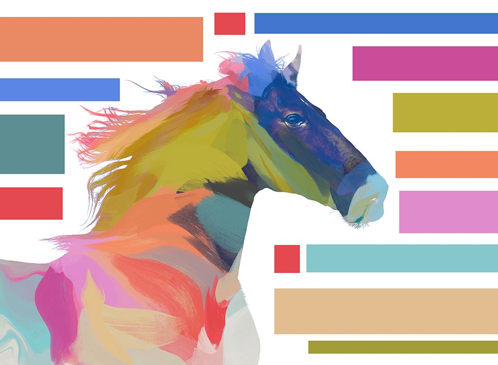 Abstract Modern Horse Block art print by Irena Orlov for $57.95 CAD