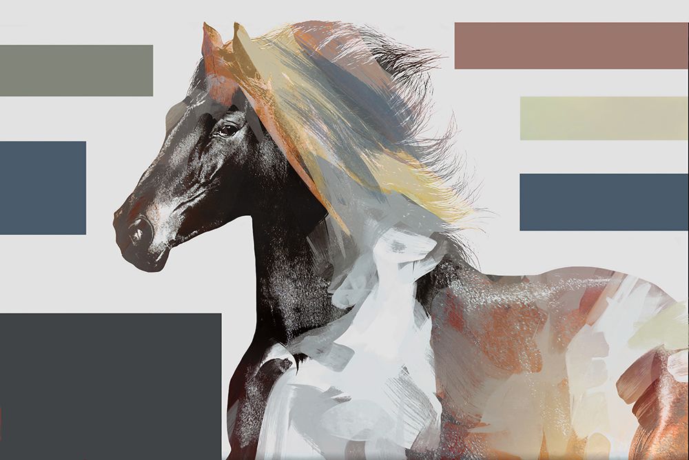 Tan Abstract Colorful Modern Horse Block art print by Irena Orlov for $57.95 CAD