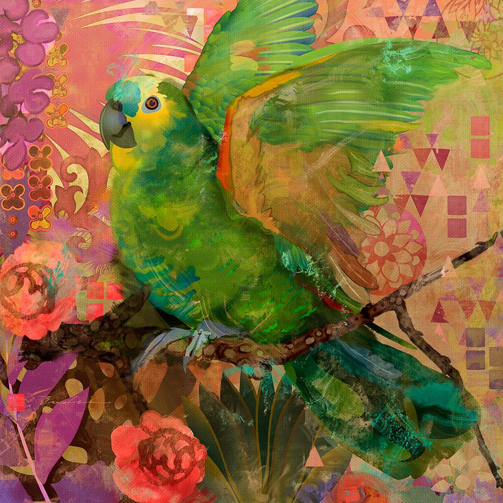 Great Green Parrots art print by Evalia Designs for $57.95 CAD
