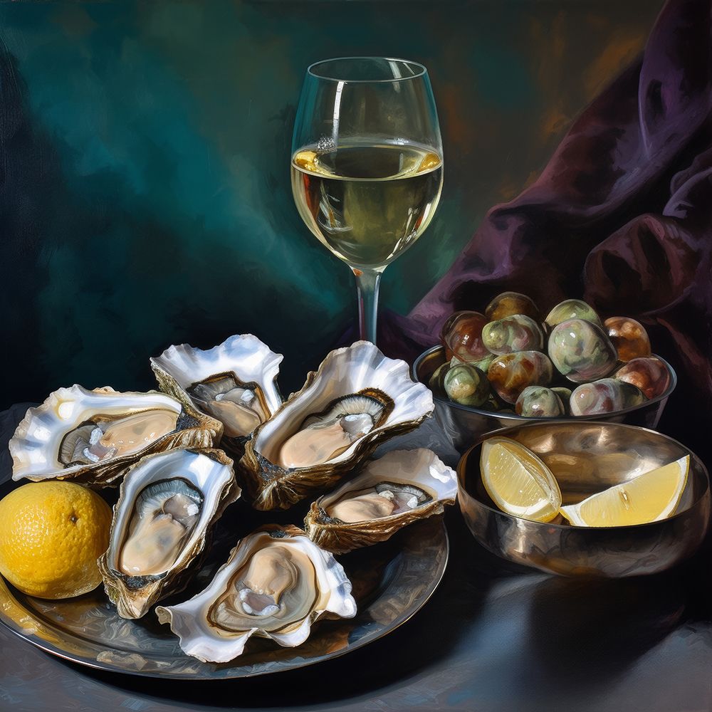Wine Down with Oysters 1 art print by Lazar Studio for $57.95 CAD