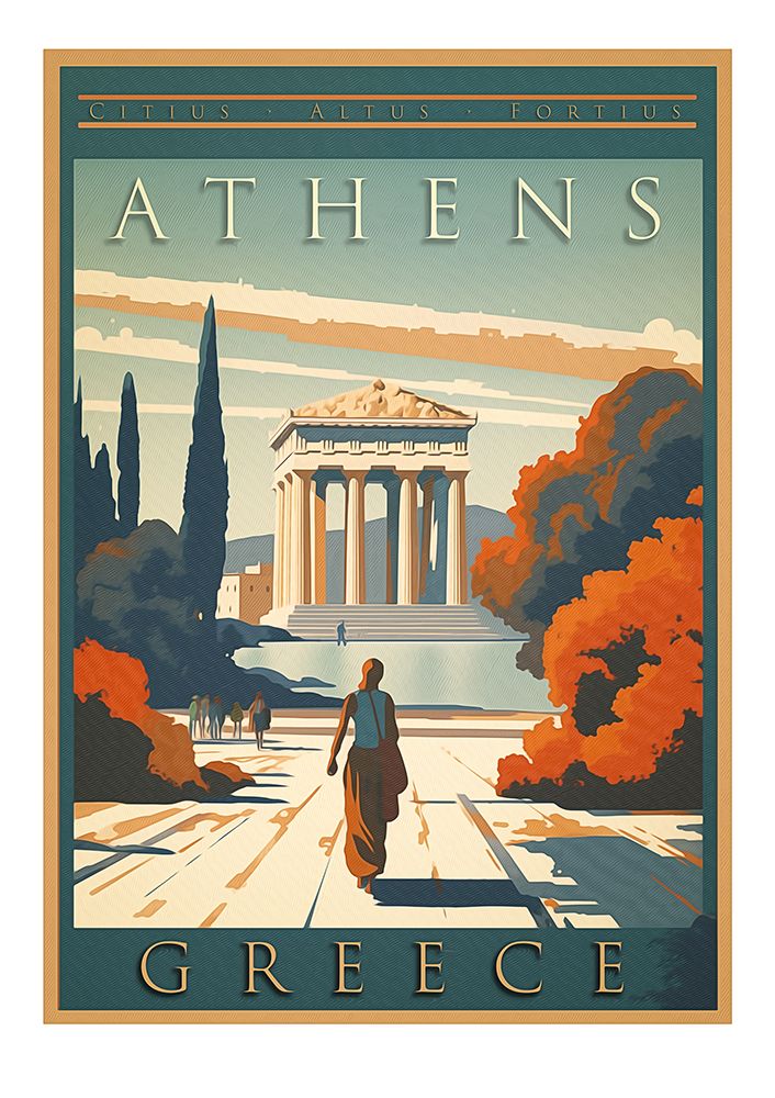 Vintage Poster Athens art print by Steve Hunziker for $57.95 CAD