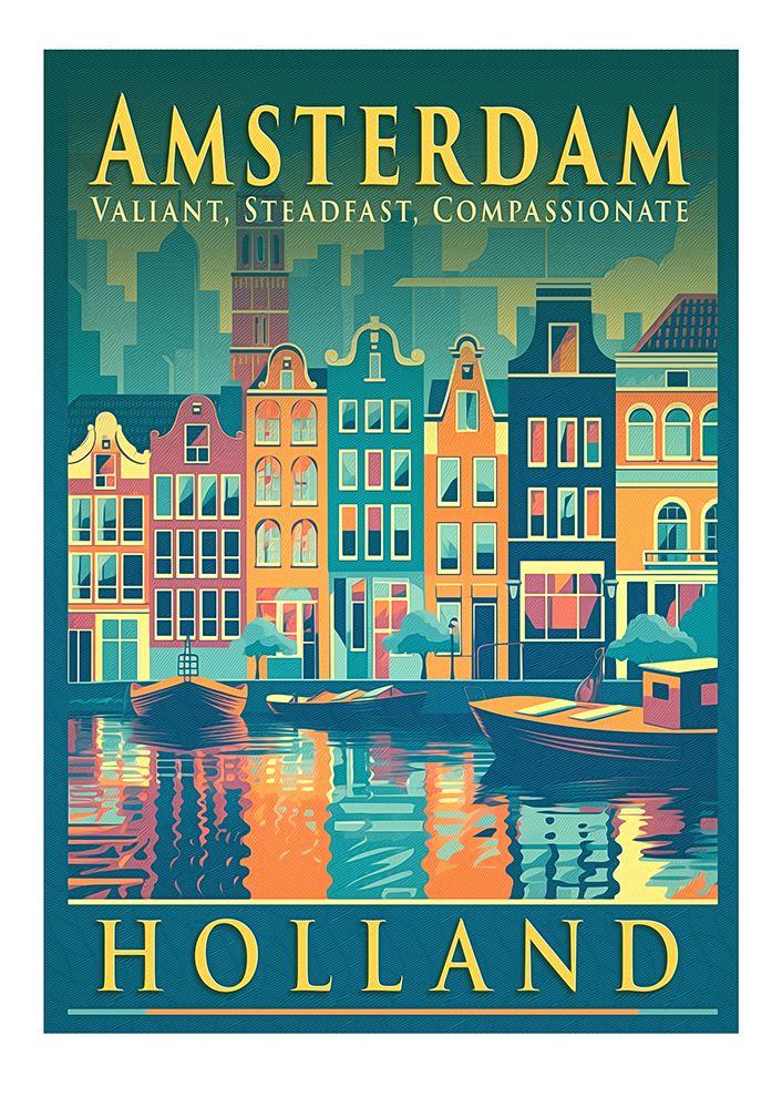 Vintage Poster Amsterdam art print by Steve Hunziker for $57.95 CAD