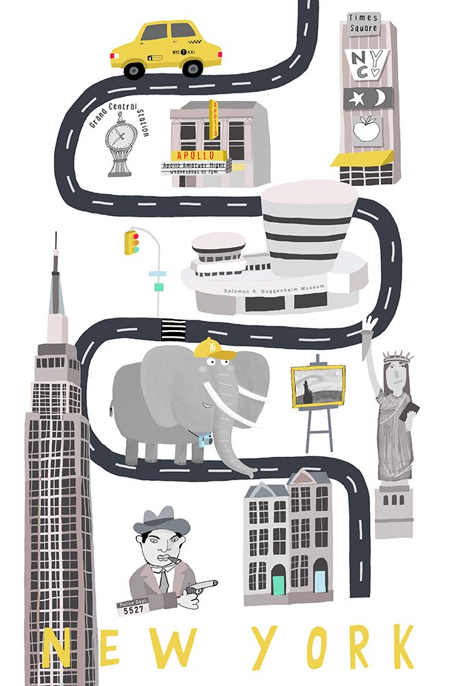 New York with Black and White Elephant art print by Carla Daly for $57.95 CAD