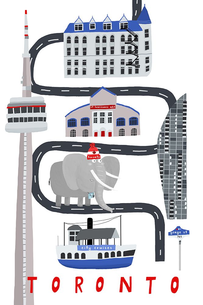Toronto with Black and White Elephant art print by Carla Daly for $57.95 CAD