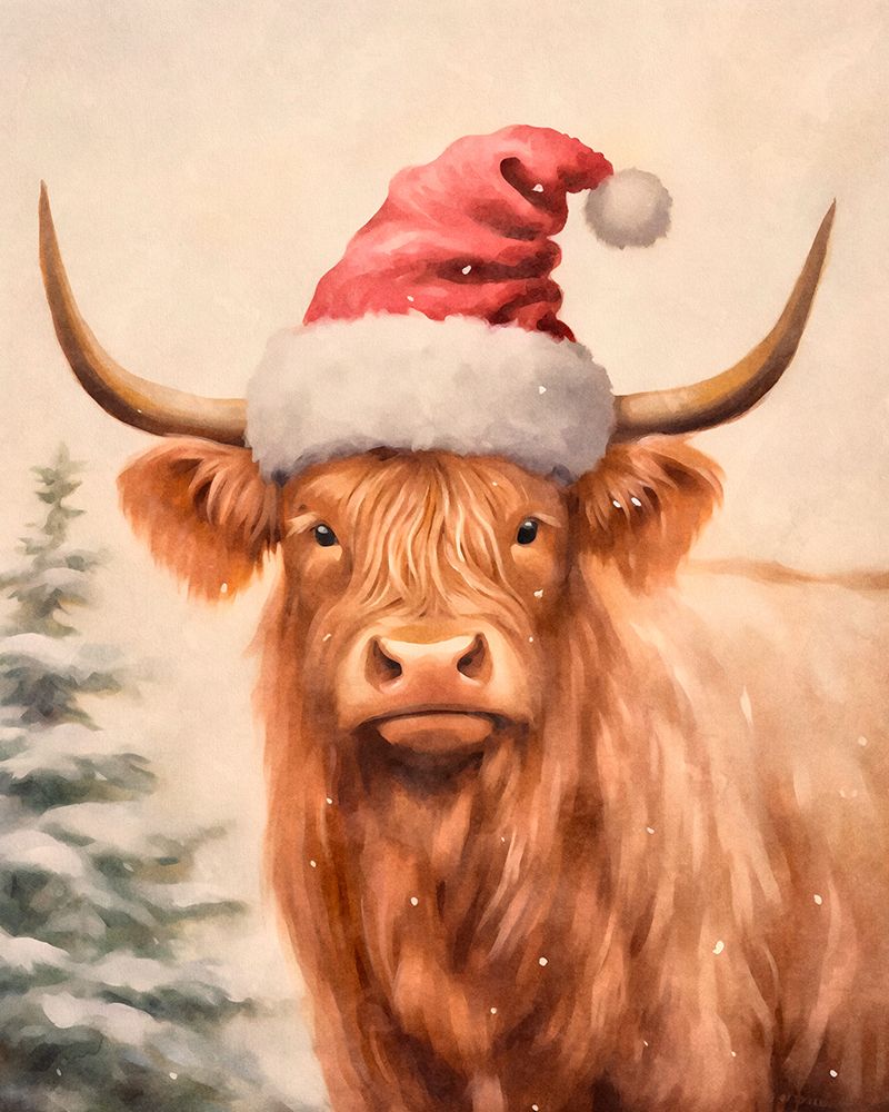 Whimsy Christmas Cow art print by Andrea Haase for $57.95 CAD