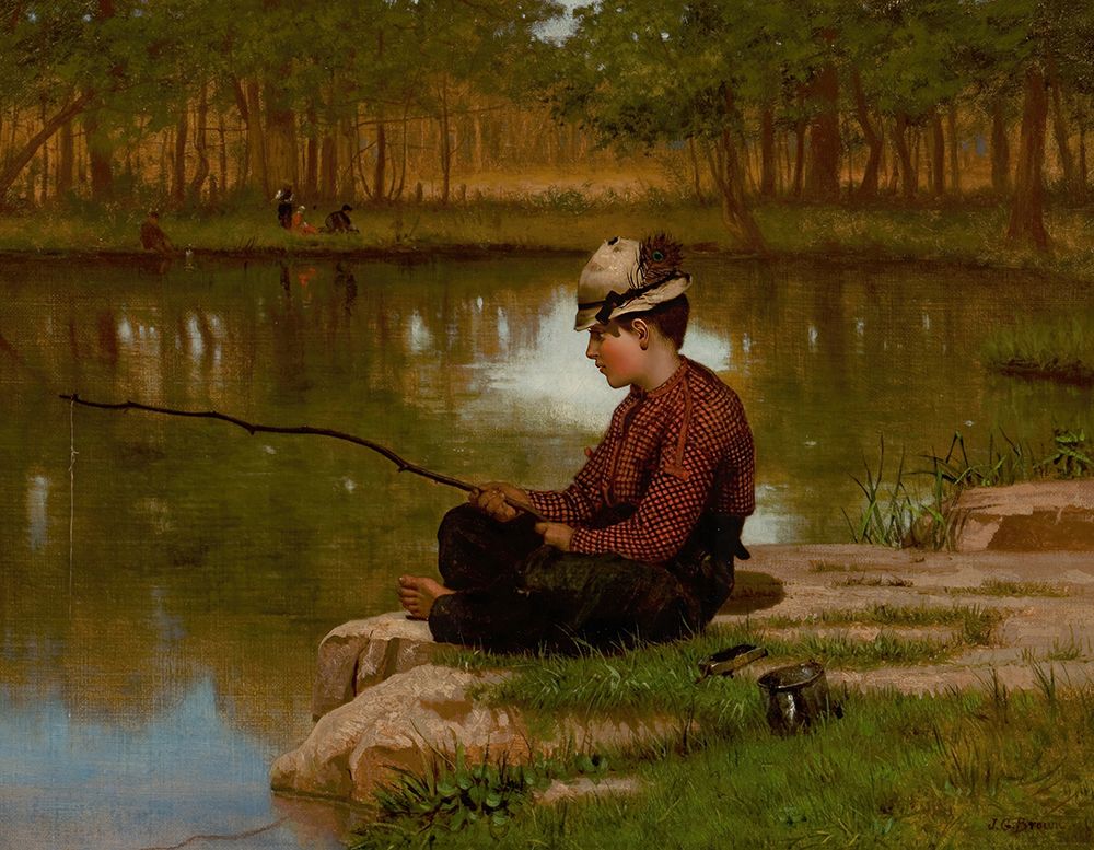 Waiting for a Bite, Central Park circa 1886 art print by John George Brown for $57.95 CAD