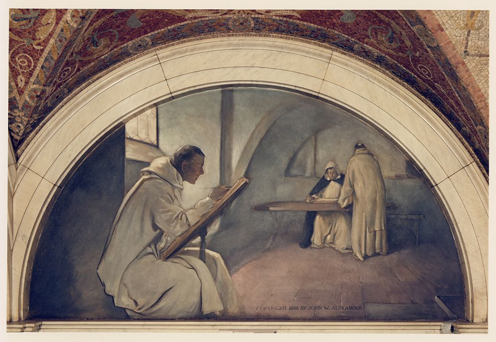 Manuscript Book mural in Evolution of the Book series 1896 art print by John White Alexander for $57.95 CAD