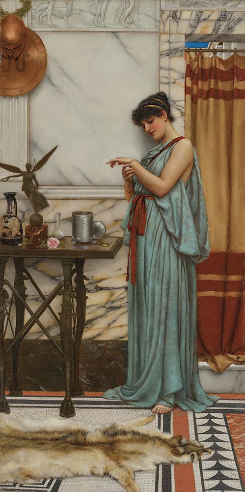 His birthday gift 1889 art print by John William Godward for $57.95 CAD