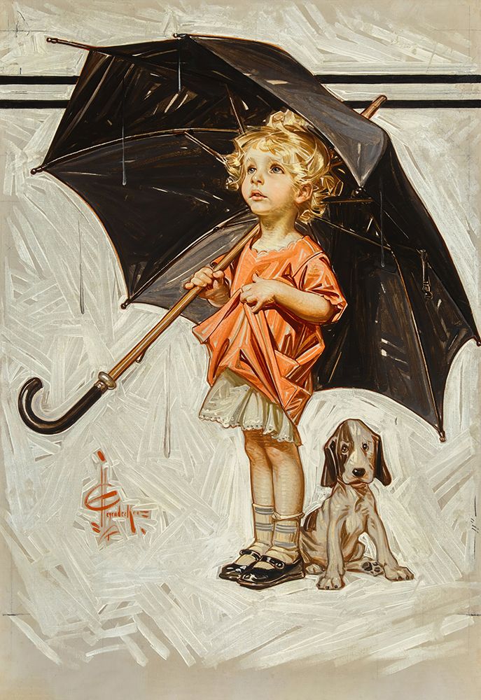 Caught in the Rain 1914 art print by Joseph Christian Leyendecker for $57.95 CAD