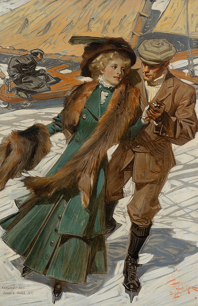 Ice Skaters 1909 art print by Joseph Christian Leyendecker for $57.95 CAD