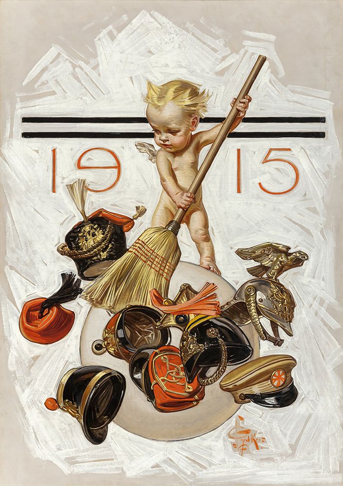 New Years Baby Cleaning Up 1915 art print by Joseph Christian Leyendecker for $57.95 CAD