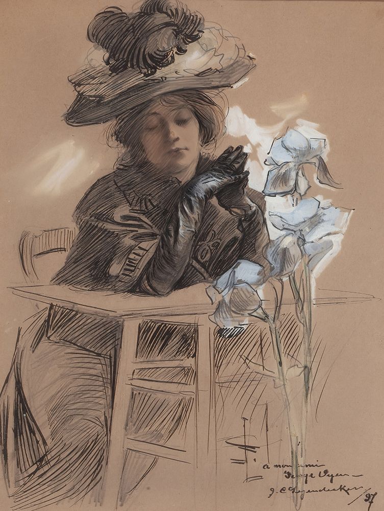 Seated Lady with Elegant Hat 1897 art print by Joseph Christian Leyendecker for $57.95 CAD