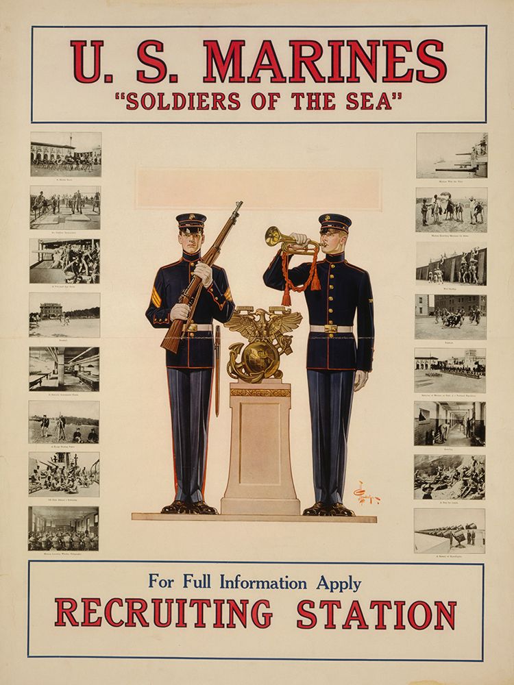 U.S. Marines Soldiers of the Sea 1917 art print by Joseph Christian Leyendecker for $57.95 CAD