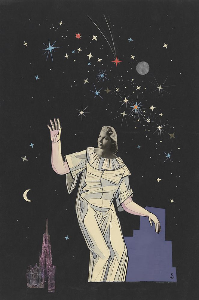 Ohne Titel Collage Frau Gestirne Stephansdom 1942 art print by Karl Wiener for $57.95 CAD