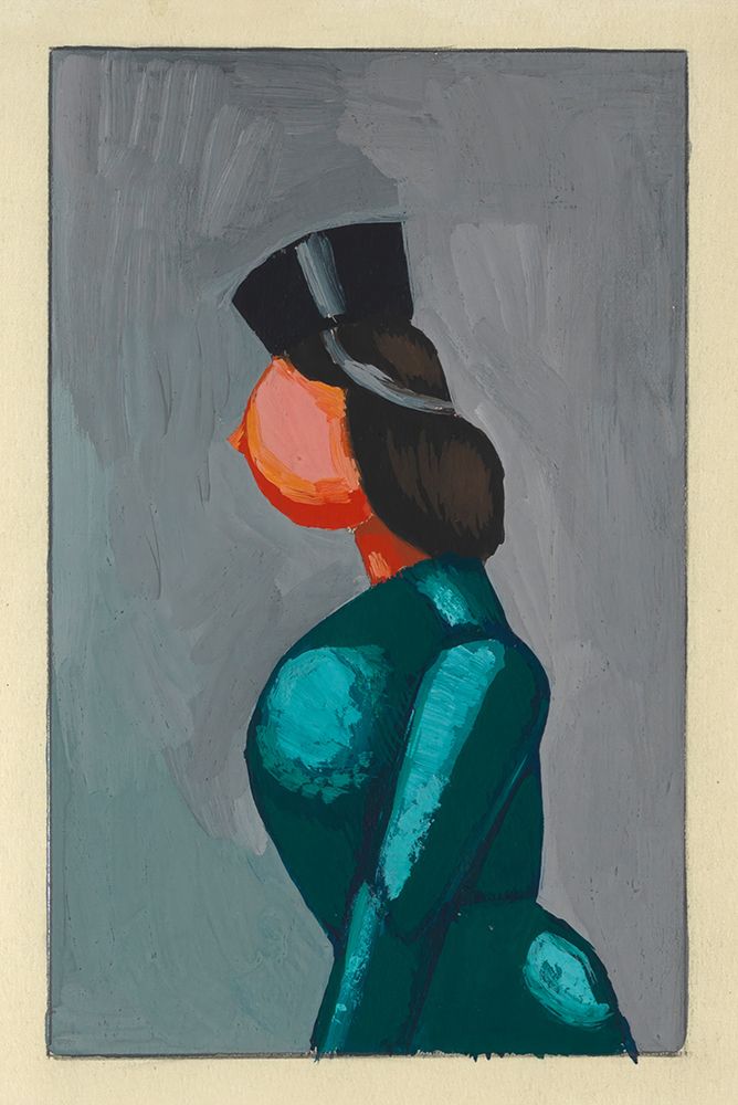 Ohne Titel Frau in grunem Kleid mit schwarzer Kappe 1943 art print by Karl Wiener for $57.95 CAD