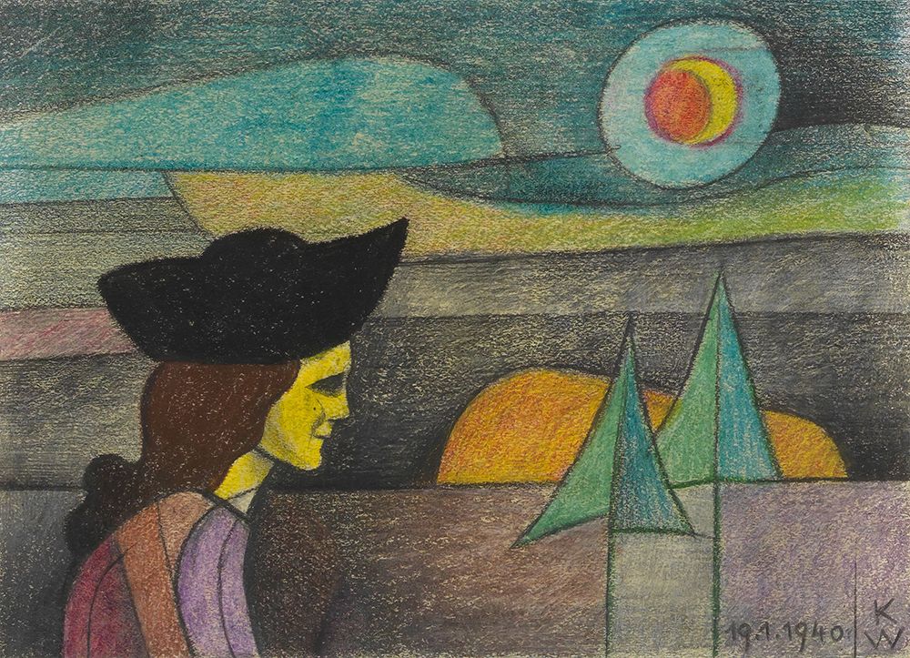 Ohne Titel Frau mit schwarzem Hut 1940 art print by Karl Wiener for $57.95 CAD