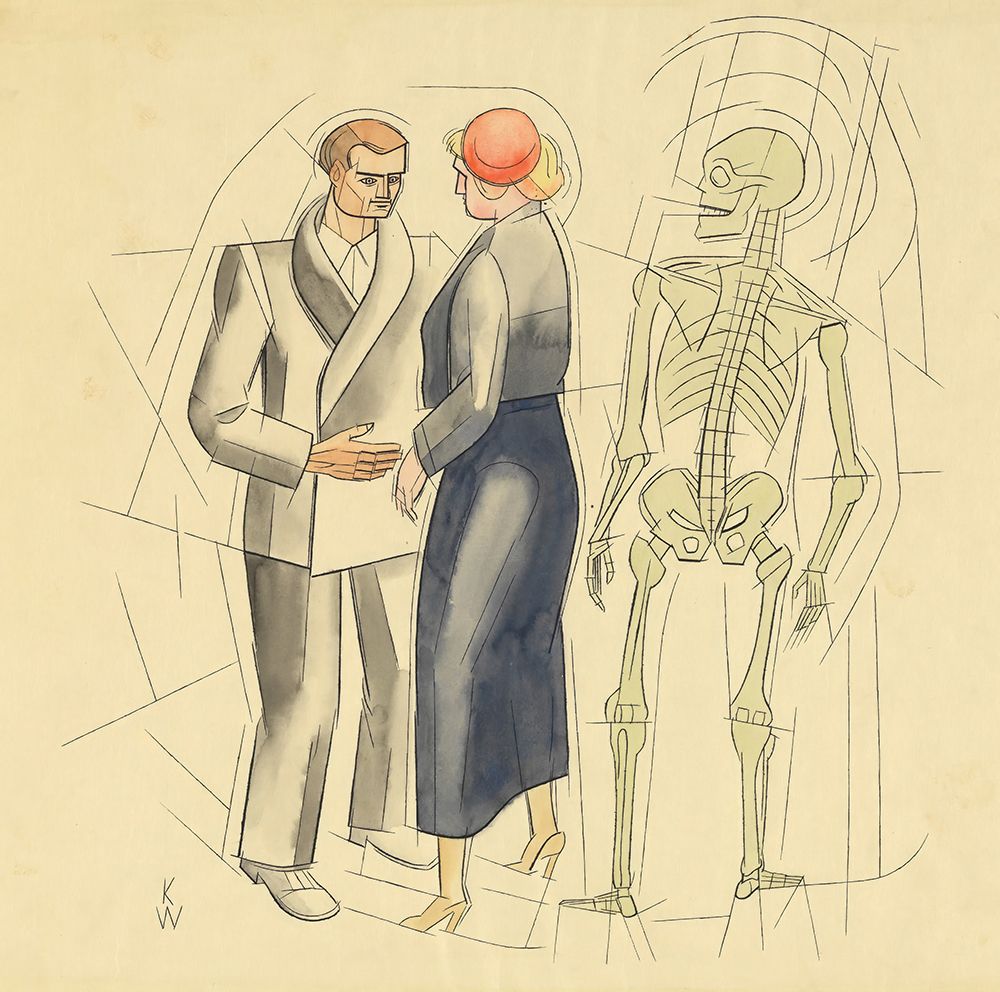 Ohne Titel Mann Frau und Skelett 1935 art print by Karl Wiener for $57.95 CAD