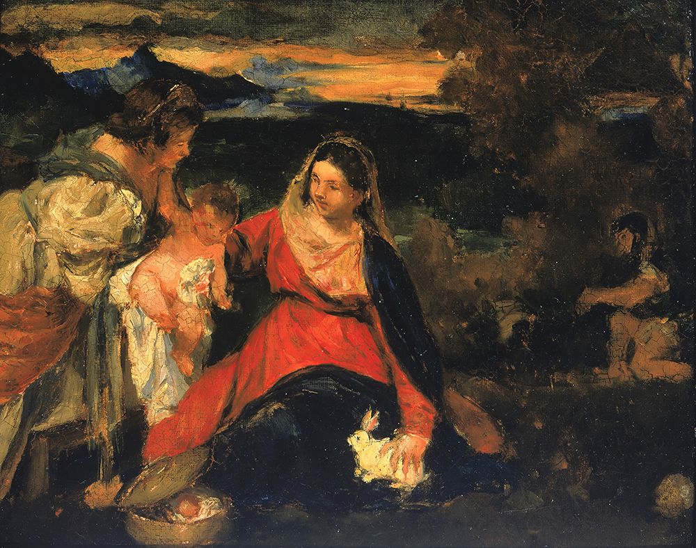 After Titians Madonna of the Rabbit 1878 art print by Kenyon Cox for $57.95 CAD