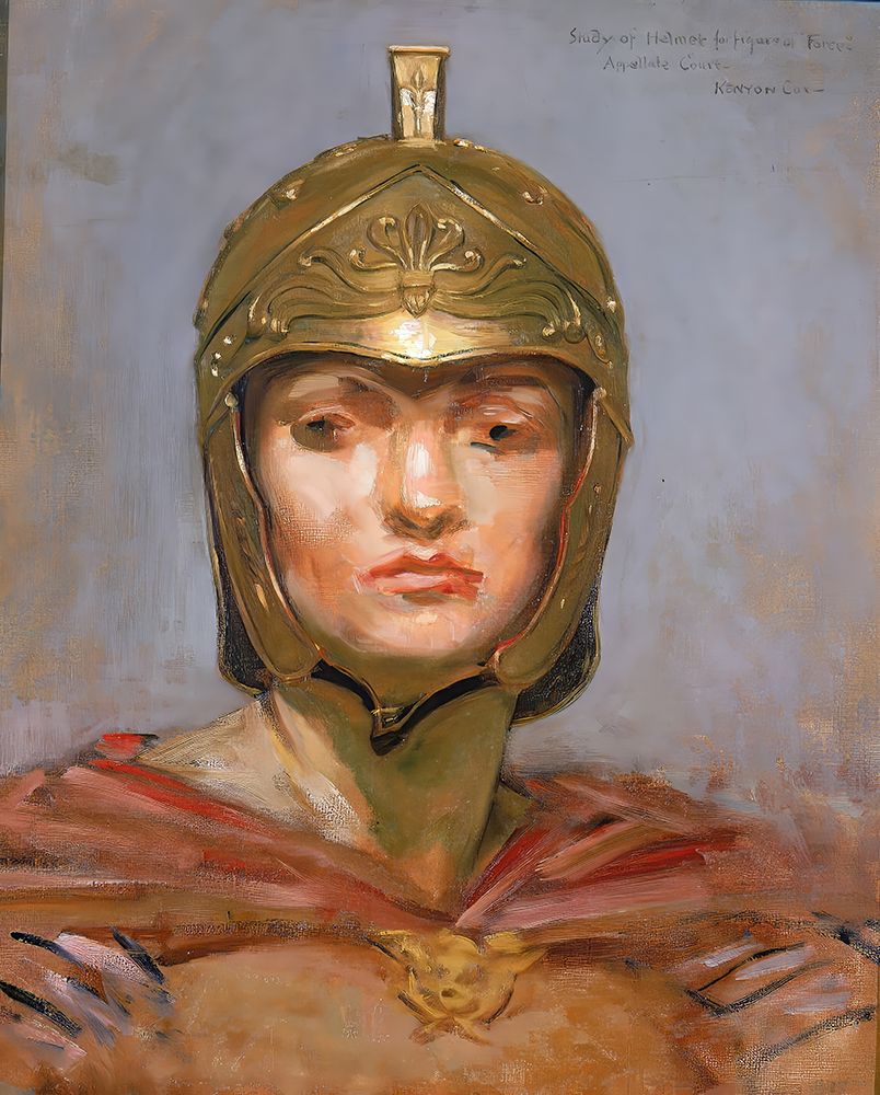 Study for Mural for Appellate Court Building, New York;Statute Law, Helmet for Figure of Force 1899 art print by Kenyon Cox for $57.95 CAD